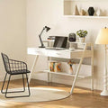 NAYSAYE Office Desk Writing Table End Table with Storage Shelf Drawers and Monitor Riser for Home Office, White, 47.28*23.64*35.46