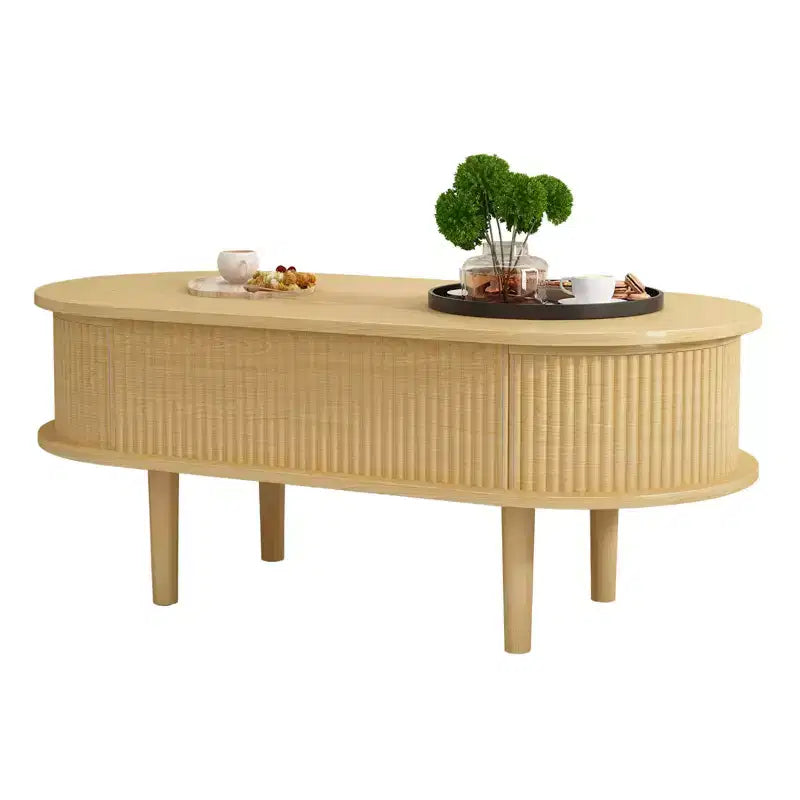 Lift Top Coffee Table End Table Fluted Wooden Center Table with Hidden Storage for Living Room Office, Brown, 40*18.89*15.75