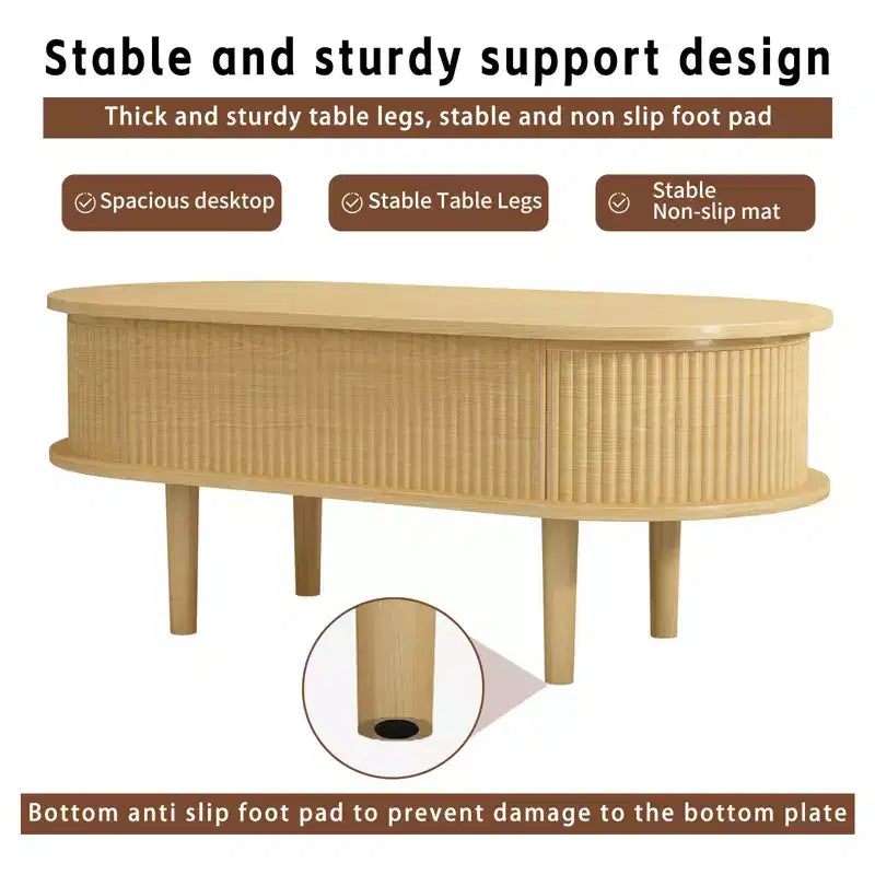 Lift Top Coffee Table End Table Fluted Wooden Center Table with Hidden Storage for Living Room Office, Brown, 40*18.89*15.75