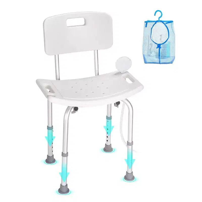 Shower Chair with Back, Adjustable Height Shower Seat for Inside Shower & Bathtub, Non-Slip Bath Chair, 350 lbs Capacity