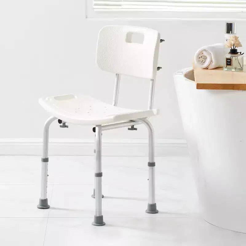 Shower Chair with Back, Adjustable Height Shower Seat for Inside Shower & Bathtub, Non-Slip Bath Chair, 350 lbs Capacity