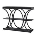 3-Tier Farmhouse Narrow Console Table  Rectangular Entryway Furniture with Storage Shelves, Metal Geometric Legs  Versatile Accent Sofa Table