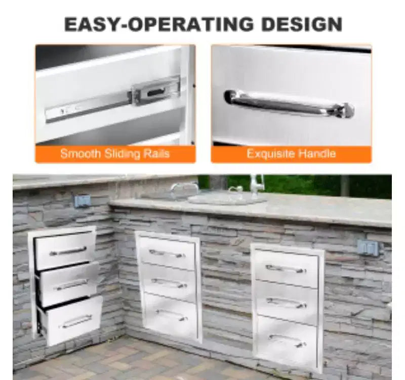 3-Tier Stainless Steel Drawer Cabinet