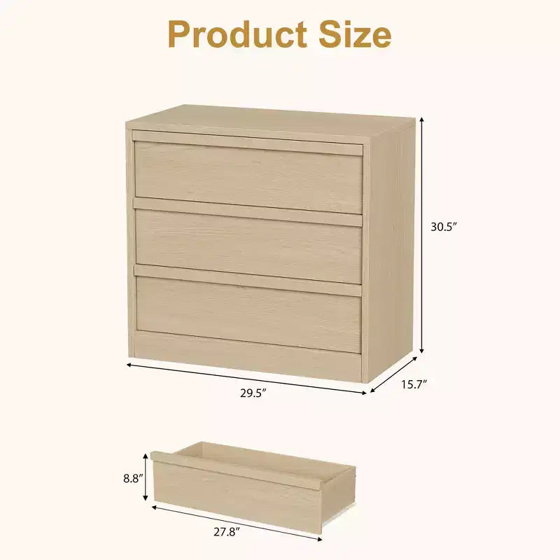 Modern 4-Drawer Storage Dresser Compact Wooden Chest for Dining Room or Bedroom, Vertical Organizer in White or Natural Oak Finish