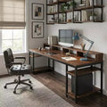 MAYEERTY 78.7 Two Person Computer Desk, Office Table with Monitor Stand and 4 Open Shelves