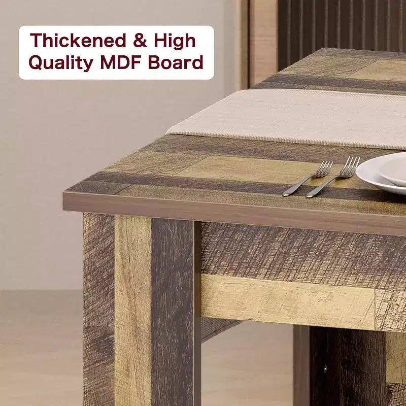 71 Rectangular Dining Table for 6-8, Farmhouse Wooden Table with Triangle Legs, for Dining Room or Apartment