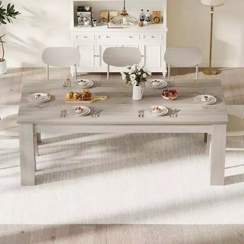 Acekool 71 Rectangular Dining Table for 6-8, Farmhouse Wooden Table with Triangle Legs, for Dining Room or Apartment