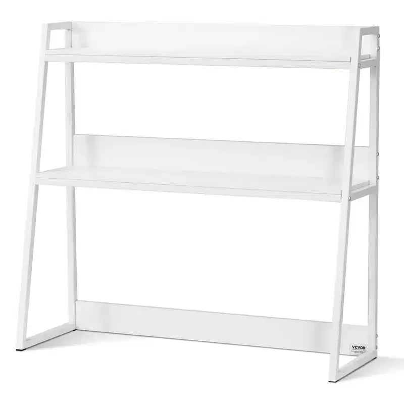 VIYET 35 2-Tier Desktop Bookshelf - White, Anti-Slip Feet Pads