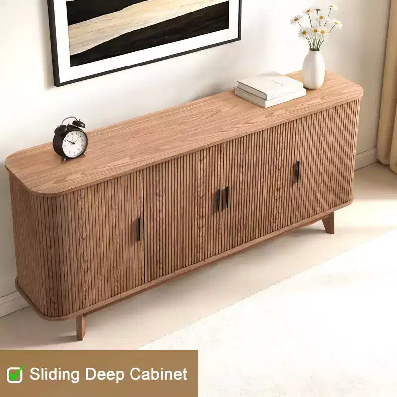 69 Modern Fluted Sideboard Buffet Cabinet - 4-Door Storage with Adjustable Shelves, Stylish Credenza for Dining Room