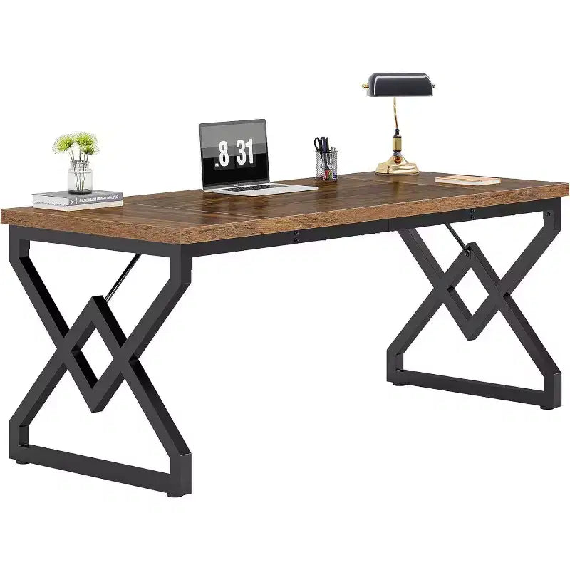 63 W Executive Desk, Extra Sturdy Thickened Wooden Workstation Study Computer Desk Large Home Office Writing Desk for Home Office