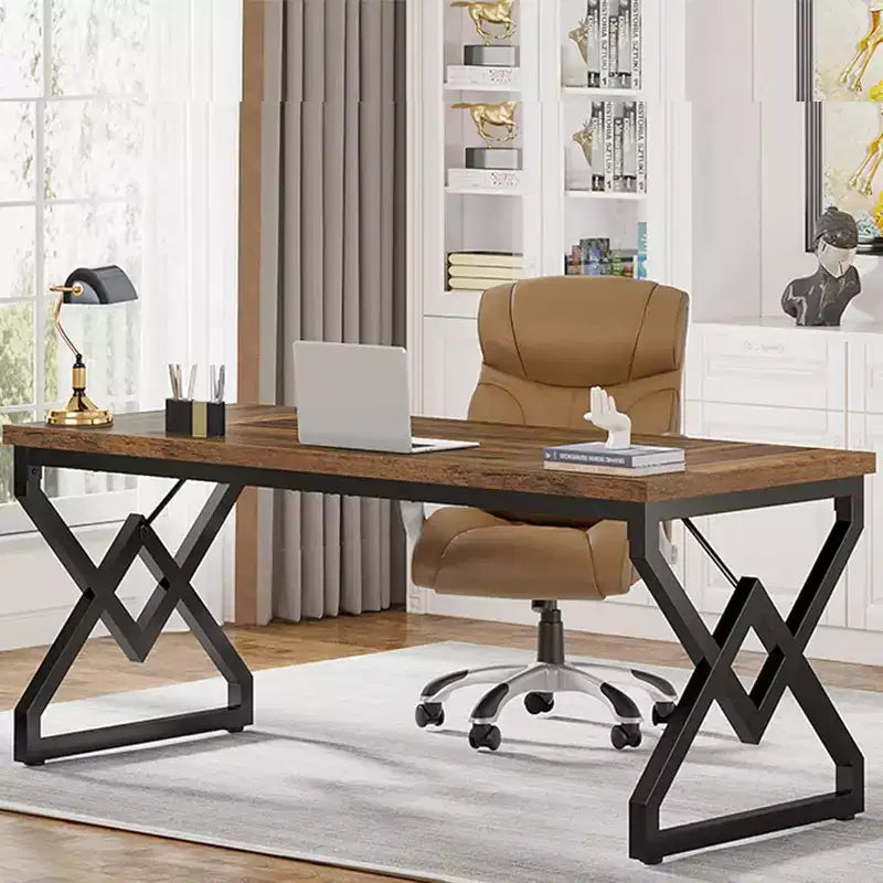 63 W Executive Desk, Extra Sturdy Thickened Wooden Workstation Study Computer Desk Large Home Office Writing Desk for Home Office