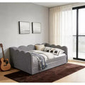 Bellemave Full Size Gingham Daybed with USB Port & Pull-Out Trundle, Wave Shaped Bed Frame for Bedroom and Living Room.