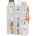 12-Cube PVC Storage Organizer, Multifunctional Cabinet with Stackable Design for Home Office, Black