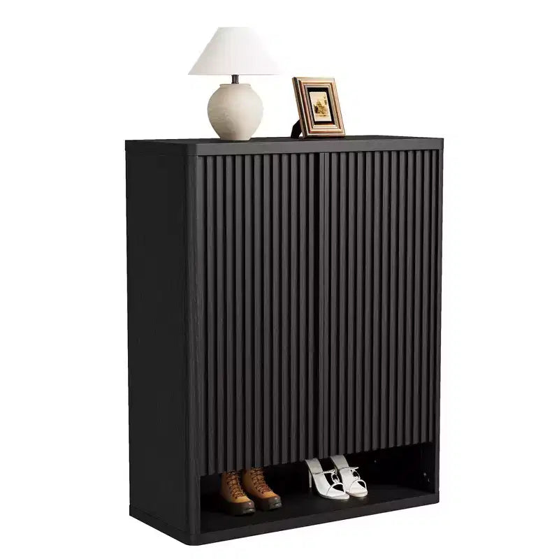 31.5Inch Shoe Cabinet, Large Shoe Storage Cabinet with Adjustable Shelves, Wooden Shoe Organizer with Fluted Door Holds 2530 Pairs for Entryway