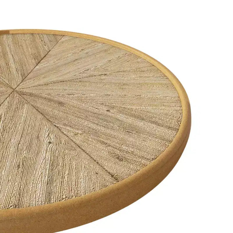 23 Retro Round Wooden End Table - French Country Metal Pedestal, Natural Wood