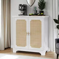 31 Sideboard Buffet Cabinet, Wooden Coffee Bar Cabinet with Rattan Doors, Entryway Console Table, Floor Cupboard Cabinet