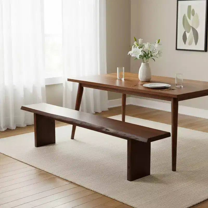 60 Brown Solid Wood Solid Wood Live Edge Dining Bench