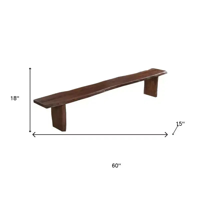 60 Brown Solid Wood Solid Wood Live Edge Dining Bench